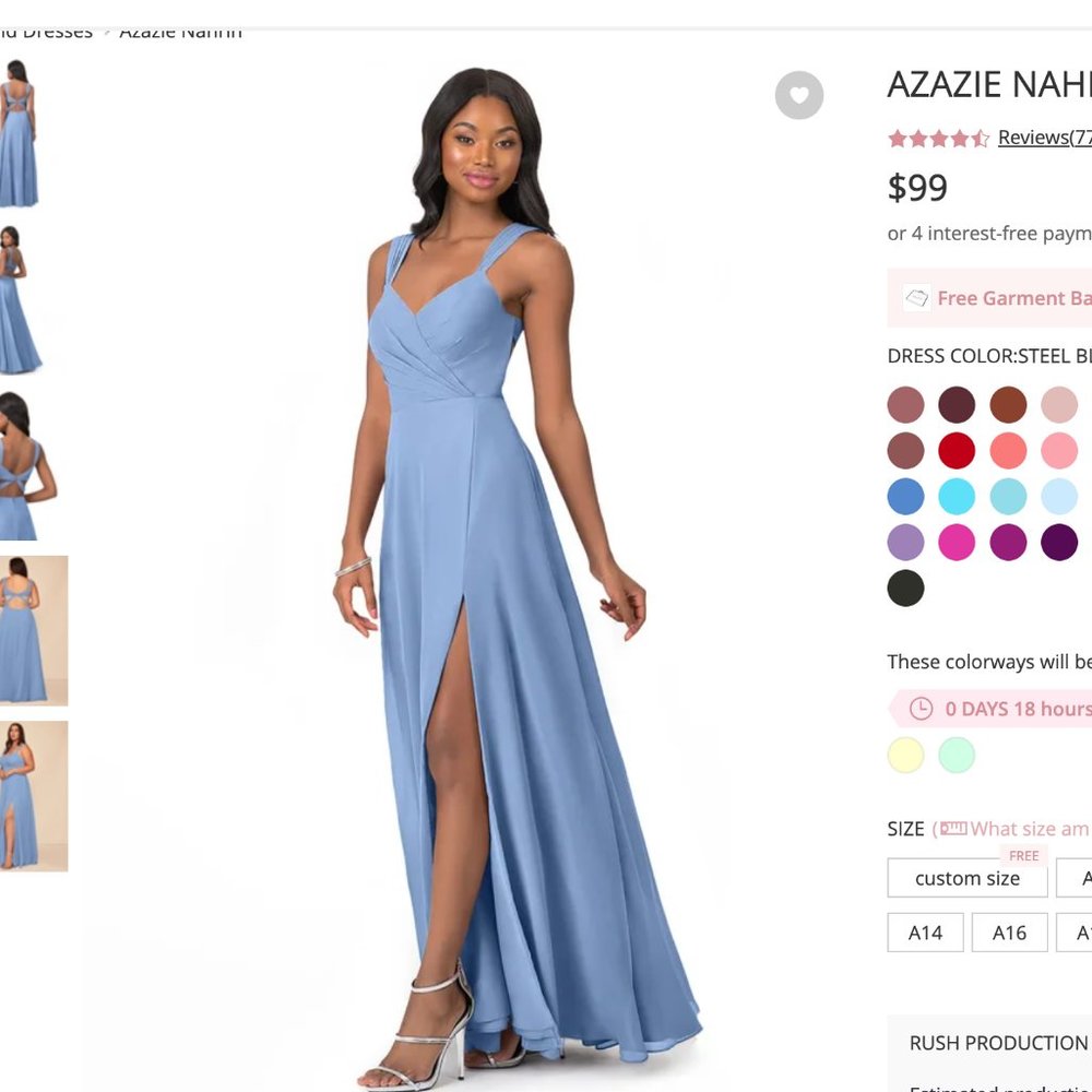 AZAZIE NAHRIN - size 2 (A2) - Steel Blue - NWT - no alterations